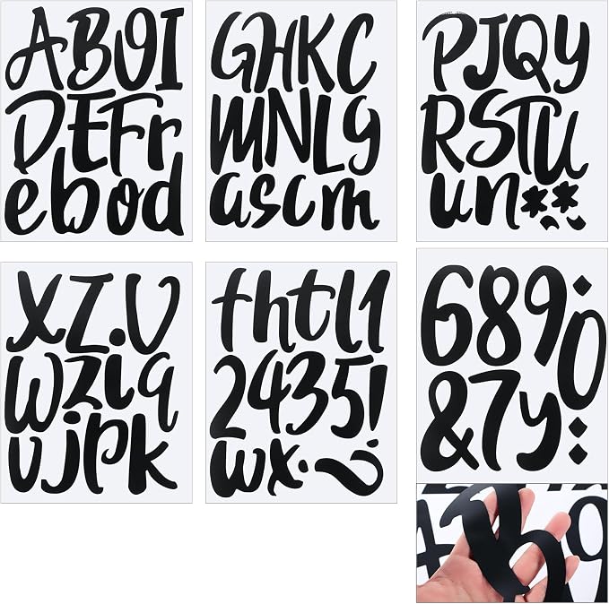 Outus 576 Pcs 8 Sheets Letters Stickers Vinyl Alphabet Number Decals Back to