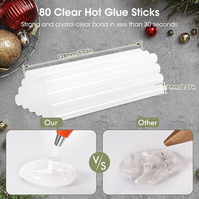 80PCS Mini Hot Glue Sticks, 5.31" Long x 0.28" Diameter