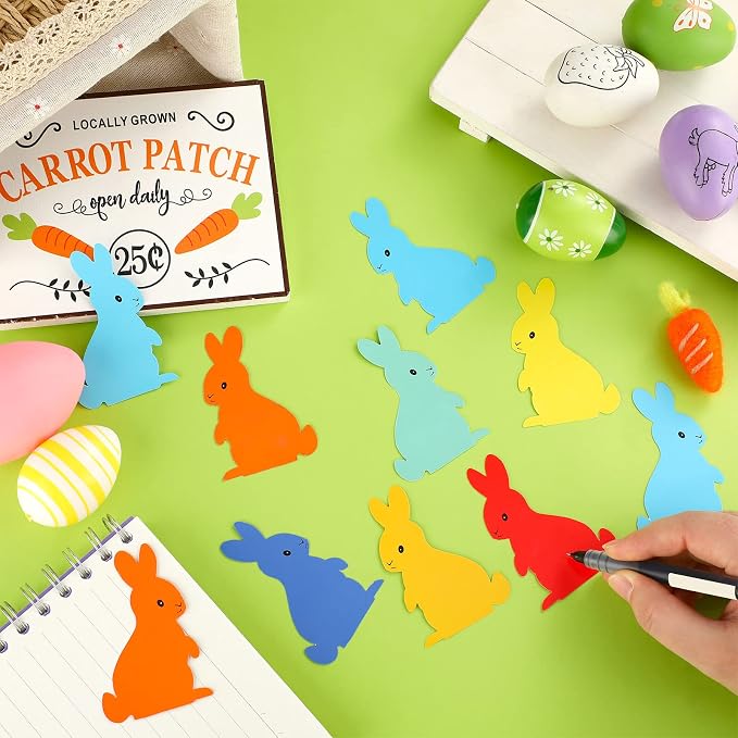 200 Pieces Bunny Paper Cutouts Easter Bulletin Board Decorations Colorful Bunny