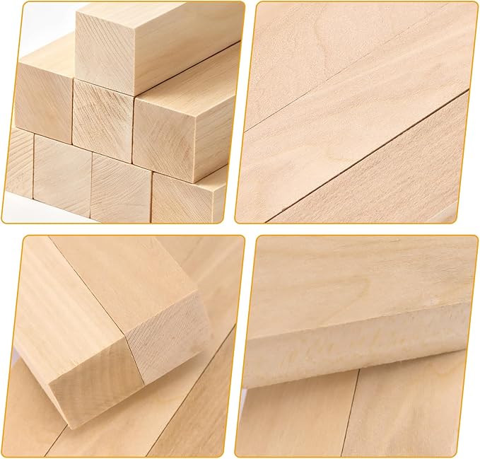 8 Pack Basswood Carving Blocks, Unfinished Wood Whittling Blocks