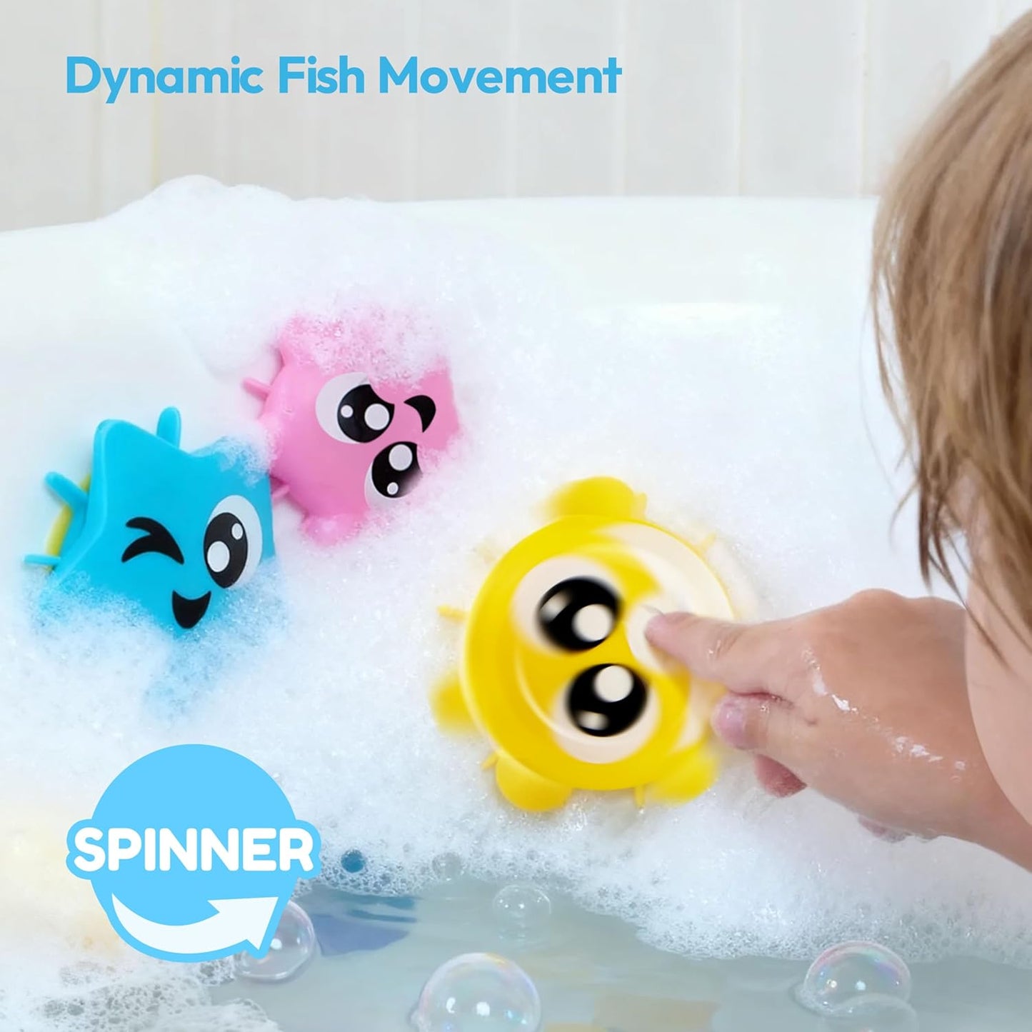 Bath Toys for Kids, 7-in-1 Shower Bathtub Toy with Crab, Whale, Rotating Fish & Slide Track, Interactive Water Play Set with Pour & Spray Fun for Toddlers, Boys & Girls Gifts for Christmas
