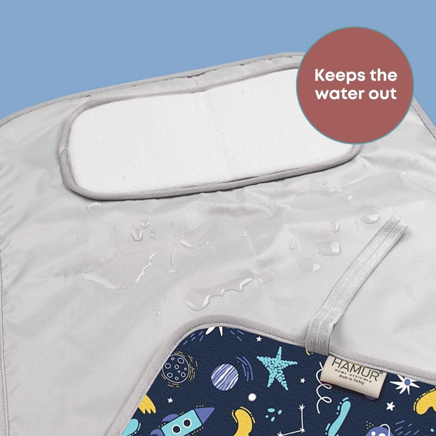 Hamur Home Portable Changing Pad – Waterproof, Washable & Easy Wipe Clean, Foldable Travel Baby Changing Mat for Diaper Bag, Compact & Lightweight, Must-Have for Newborns (Space Pattern)