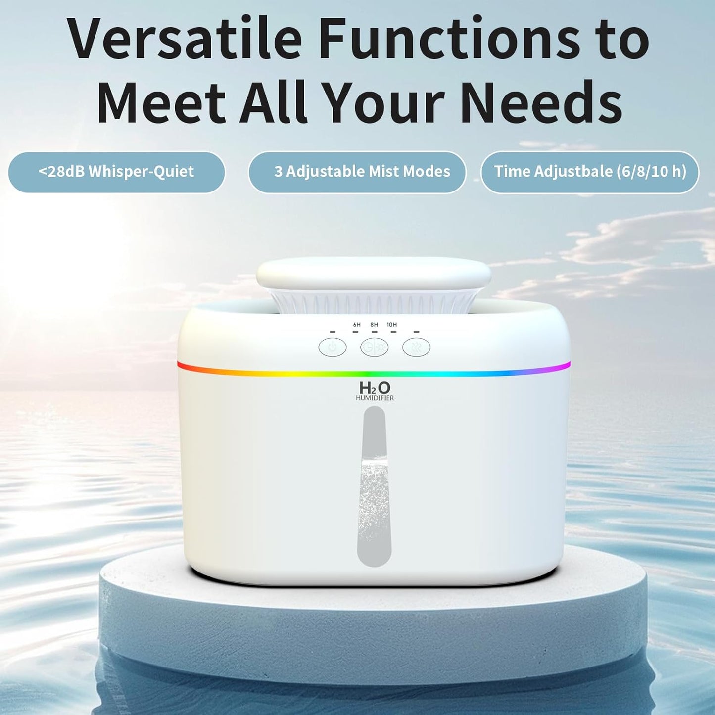 2L humidifiers for bedroom Large Room Home Ultra-Quiet 28 dB Quiet Supersized Cool Mist Air Humidifier for Baby Nursery,Dual Nozzie,Easy to Clean & Fill, 7 Color NightLight