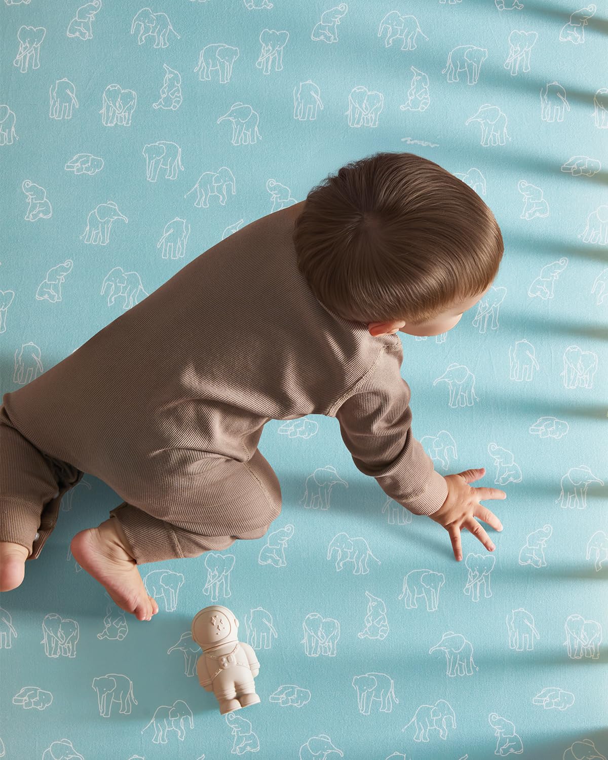 Pack and Play Sheets Fitted 3 Pack, Mini Crib Sheets for Pack N Play Mattress Stretchy Portable Playard Sheets, Soft Breathable Elephant