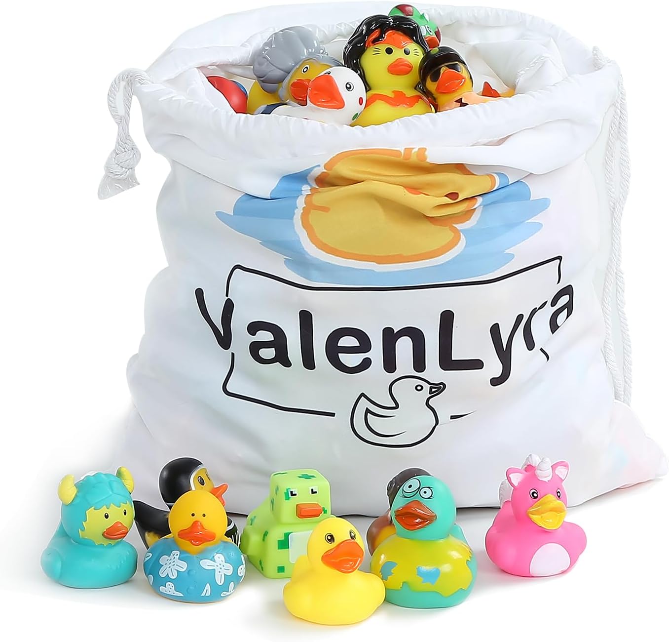 100 Pack Rubber Duck for Jeeps Ducking - 2" Bulk Floater Duck for Kids - Baby Bath Toy Assortment with Bag - Party Favors, Bath Time, Birthdays, and More (100 Varieties)