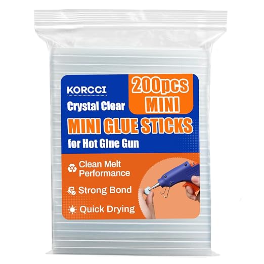 200 Pack Mini Hot Glue Sticks, 0.27" Diameter x 4" Length, All Temperature