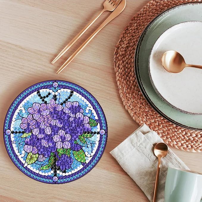 ijbnhd 8 PCS Flowers Diamond Art Coasters | Diamond Painting Coasters Kits