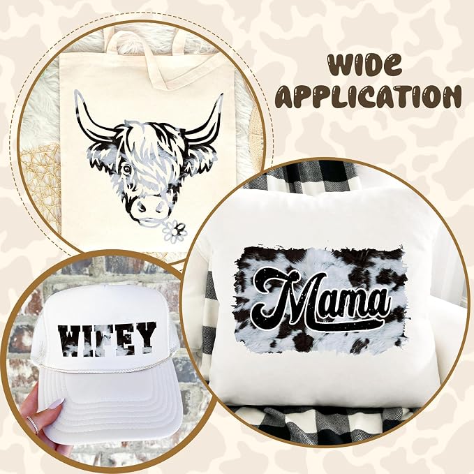 Tintnut Black Cowhide Heat Transfer Vinyl, easy cut & weed, stretch washable