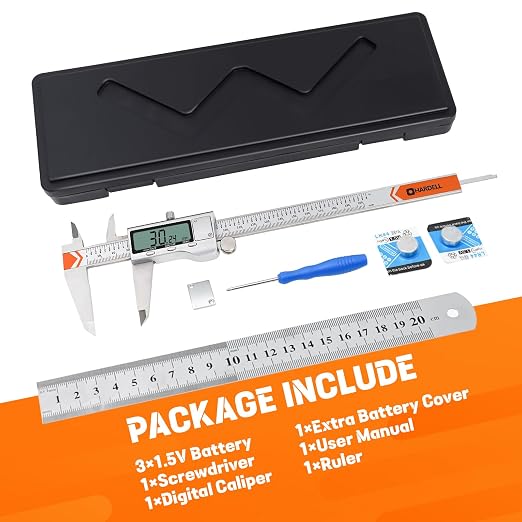 HARDELL 8" Digital Caliper, All-Metal Electronic Micrometer