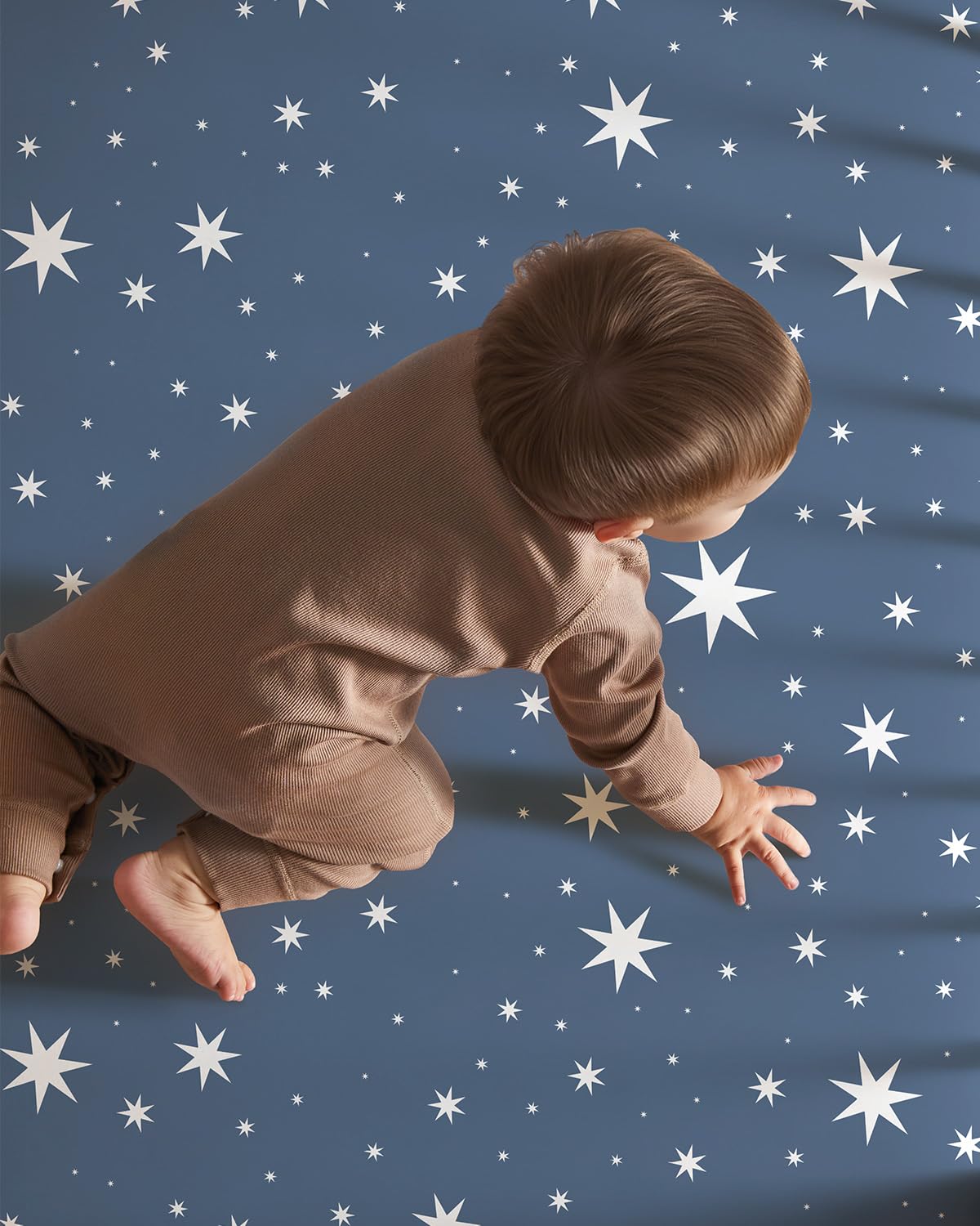 Pack and Play Sheets Fitted 3 Pack, Mini Crib Sheets for Pack N Play Mattress Stretchy Portable Playard Sheets, Soft Breathable Grey & Blue Moon