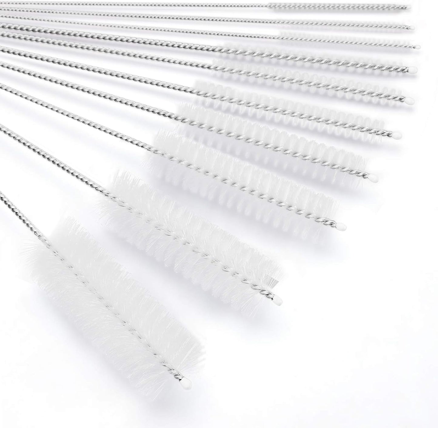 CiaraQ Bottle Cleaning Brushes, 8 Inch Nylon Tube Brush Set, Cleaner for Narrow Neck Bottles Cups with Hook, Set of 10pcs.