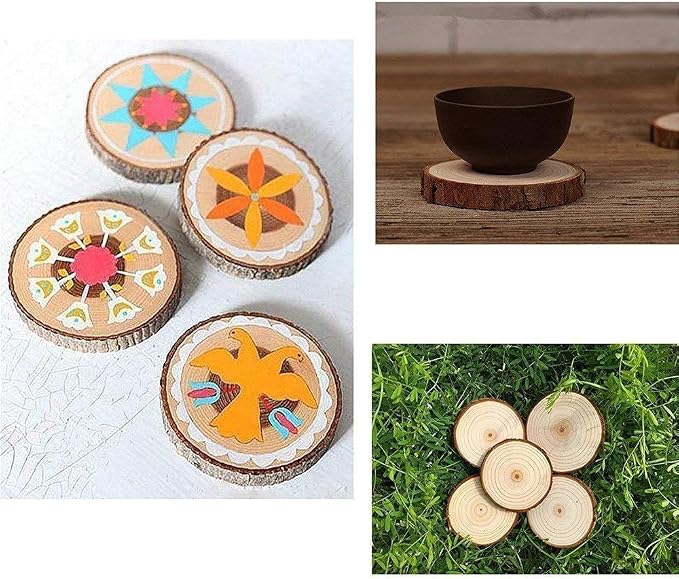 Unfinished Natural Wood Slices 12 Pcs 3.5-4 inch Craft Wood kit Circles Crafts