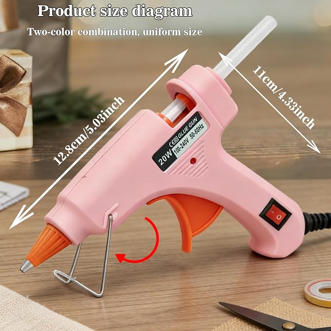6 Pack Mini Hot Glue Gun Set for Classroom & Group Crafts, 3 Pink + 3 Blue Low