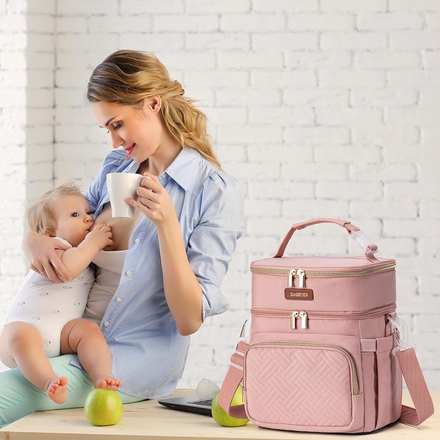 Breastmilk Cooler Bag with Ice Pack Fits 6 Baby Bottles Up to 9 Ounce