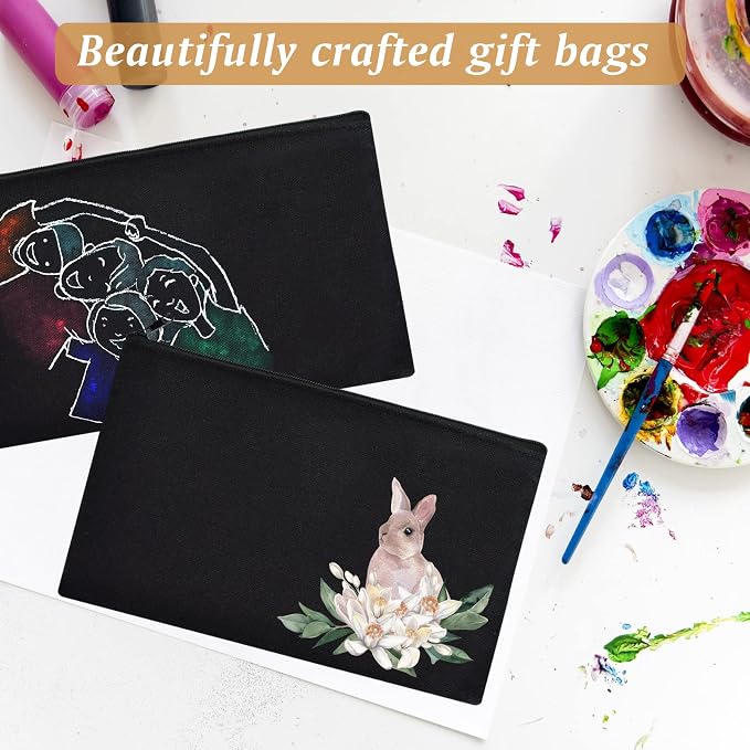 ZeeDix Canvas Zipper Pouch Bulk – 8.3 x 5 Inches Cotton Canvas Pouches