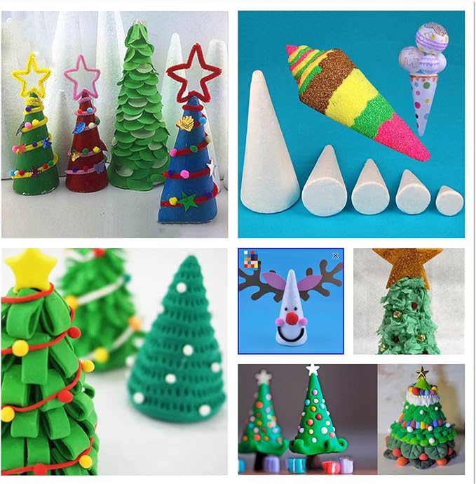 Crafjie Foam Cones for DIY Arts and Crafts, for DIY Home Craft Project