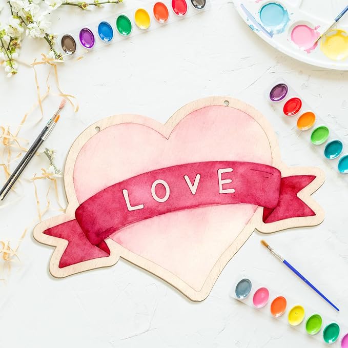 Large Size 12" Wooden Heart Ornaments to Paint, Valentine's Day Happy Mothers