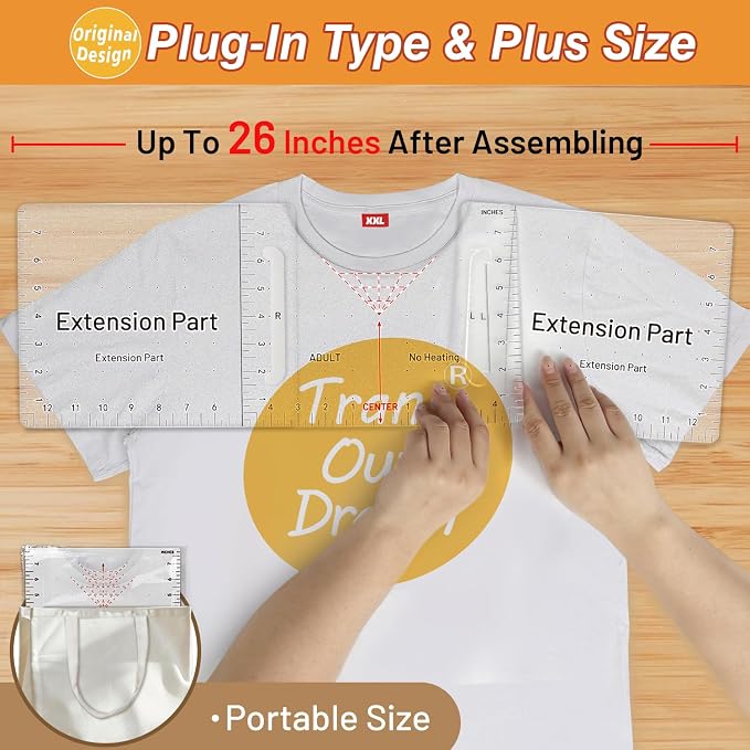 TransOurDream Heat Transfer Paper Supplies Extended XL Tshirt Ruler Guide 8Pcs