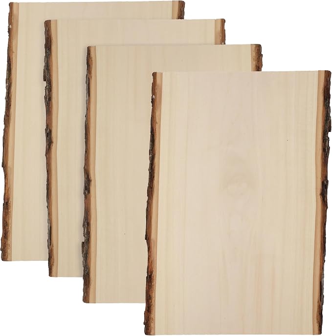 Foggy Bottom Woodworks LLC Premium Basswood Live Edge Wood Planks, Value Pack