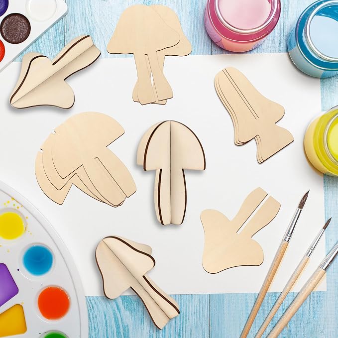COCHIE DIY 3D Wood Crafts to Paint, Paintable Unfinished Wooden Slices