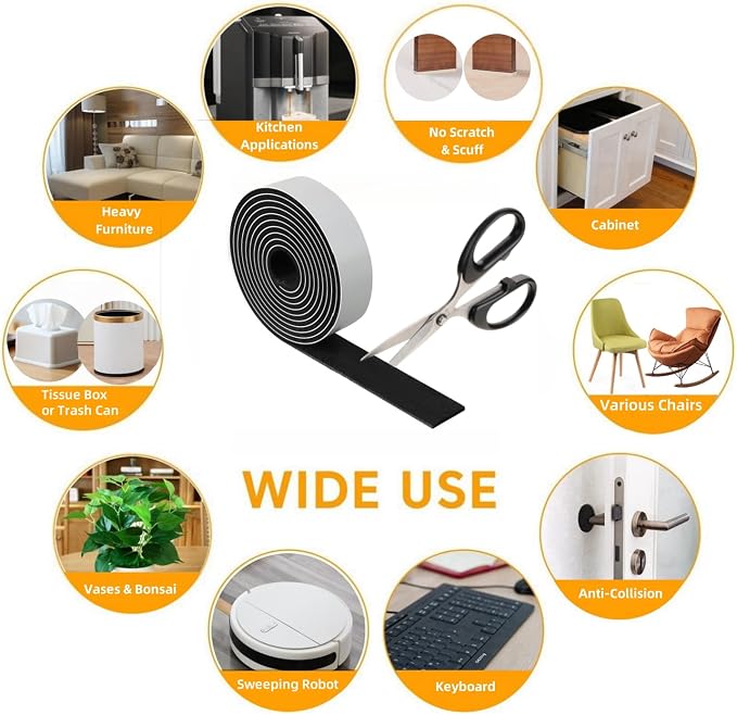 Felt Strips with Adhesive Backing – Furnigear Heavy Duty Cuttable Felt Tape