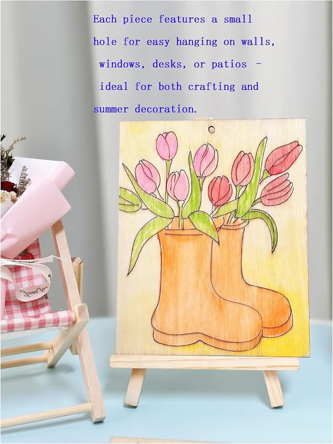 Piatoeke 16PCS 5.9×4.7in Unfinished Wood Crafts to Paint, DIY Fun Things to