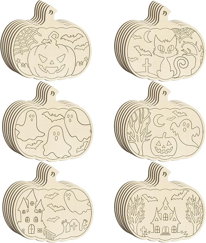 36PCS Wooden Pumpkins Ornaments to Paint Halloween Thanksgiving Decoration