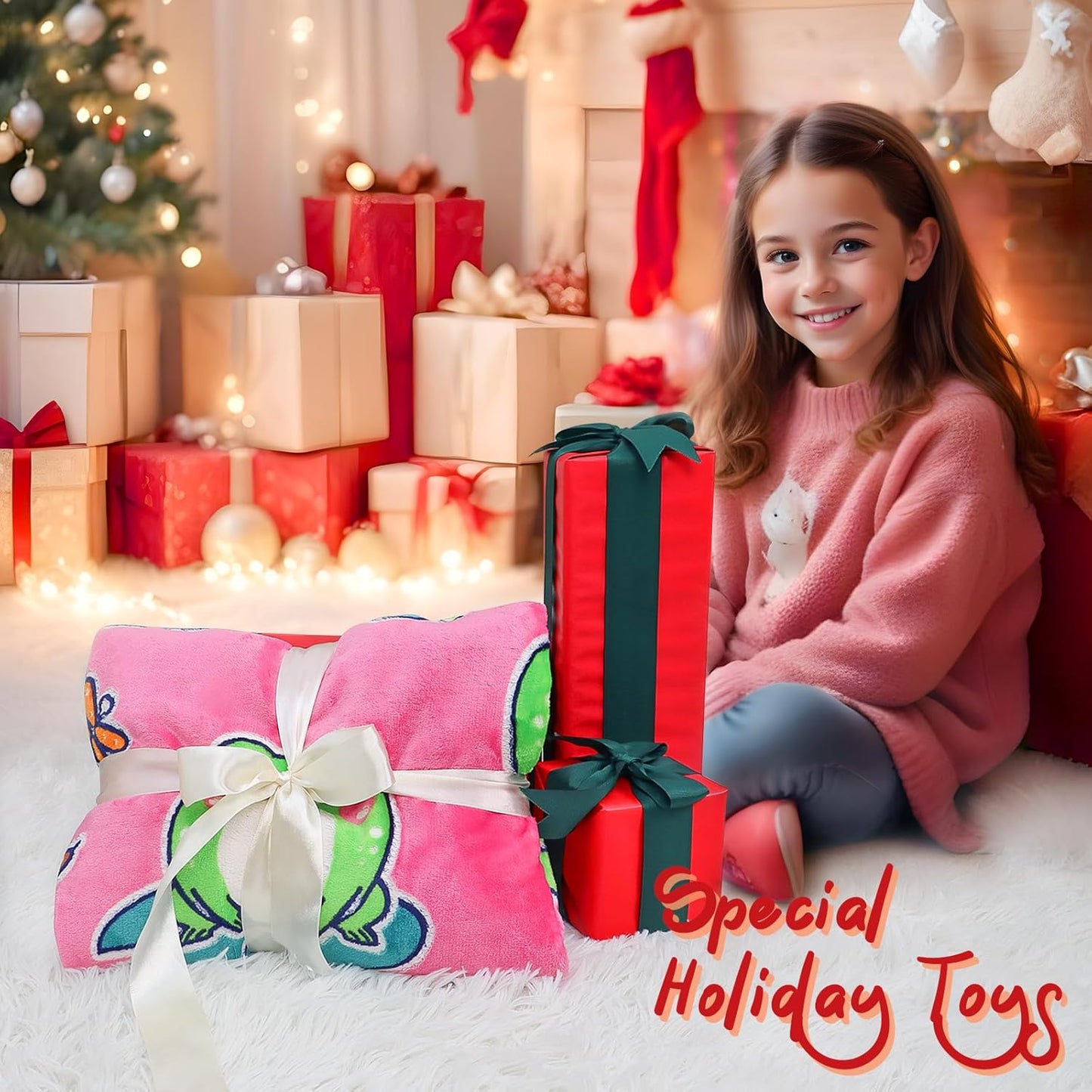 Frog Gifts Toys for Girls Women - Glow in The Dark Kids Blankets for Girls Soft Cozy Pink Frog Throw for Bedroom Decor Birthday Presents for Kids 60"x80"
