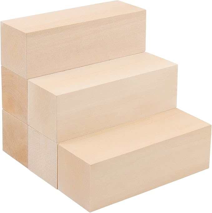 JOIKIT 15 Pack 5 x 2 x 2 Inches Basswood Carving Blocks, Unfinished Soft Wood
