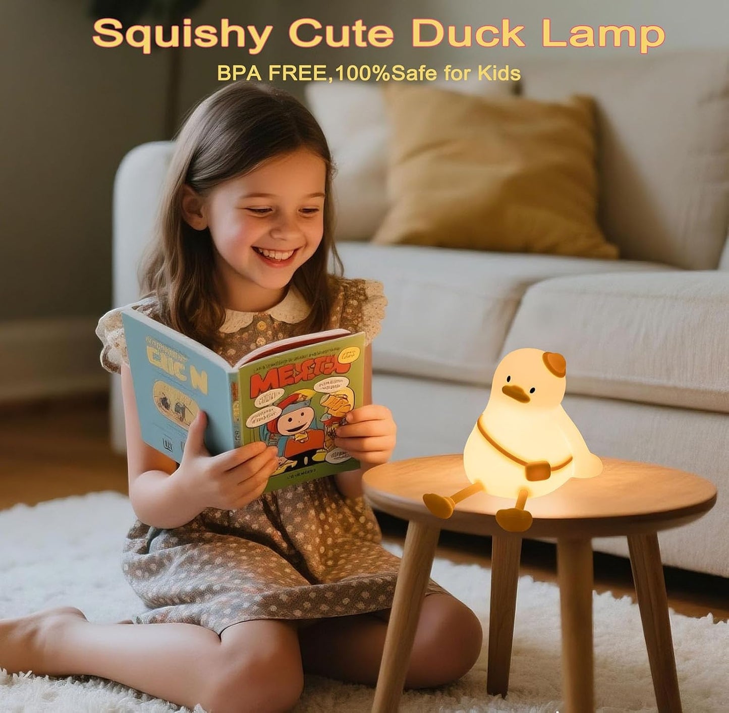 Duck Night Light for Kids 3 Levels Dimmable Silicone Animal Nursery Light,Adorable Rechargeable 30min Timmer Novelty Bedside Touch Lamp,Baby Nursery Kids Room Decor,Gifts for Girls boy