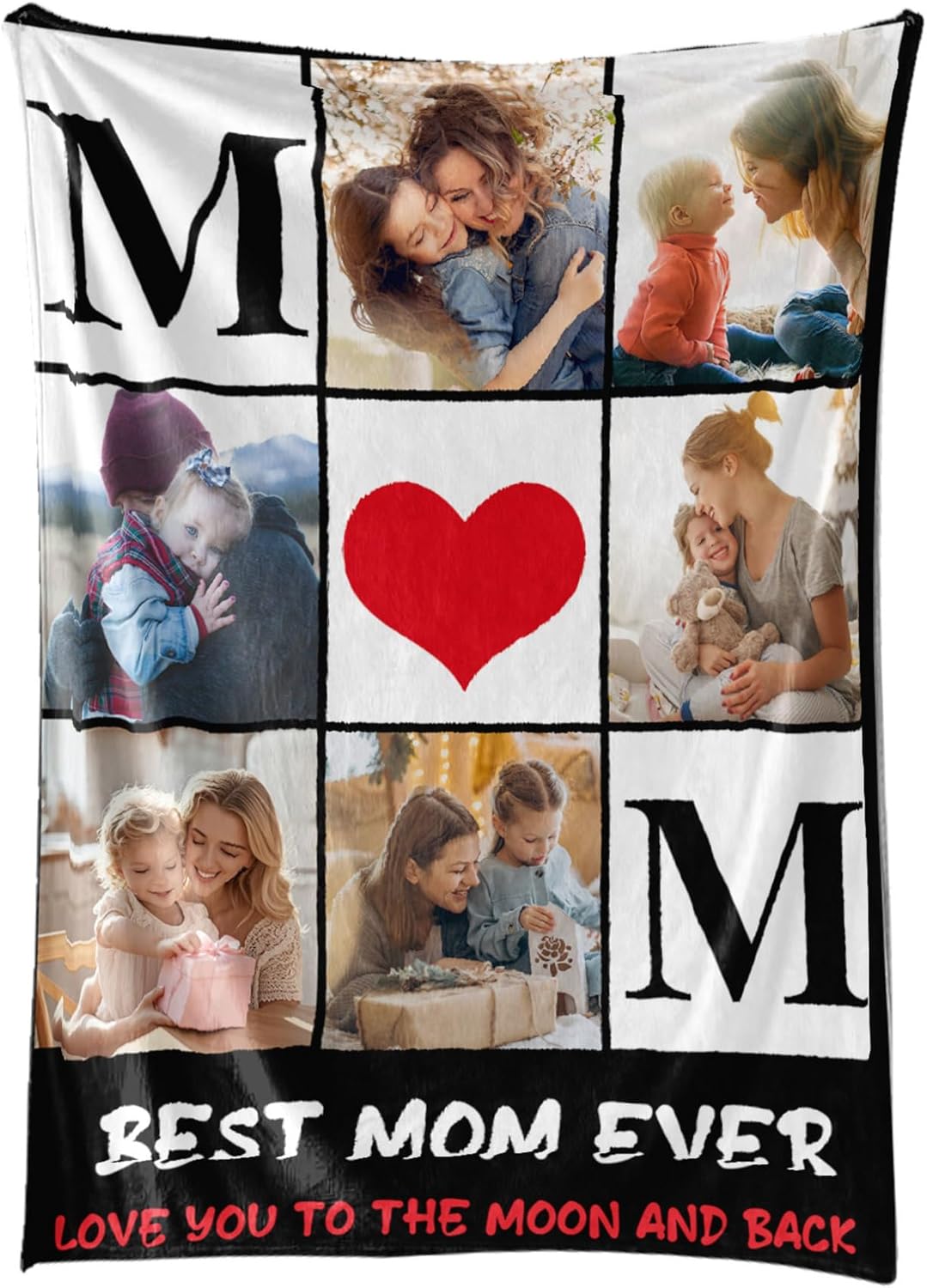 Personalized Mothers Day Blanket Gifts for Mom Custom Flannel Blankets with Photos Pictures Text, Customized Mother's Day Birthday Best Gift for Mom Grandma Wife, 60 * 80in