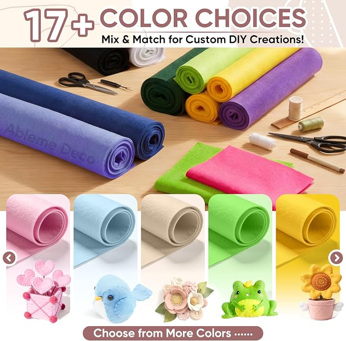 Soft Felt Fabric Sheet 18" x 36", 1.6mm Acrylic Craft Felt, Large Precut Sheet