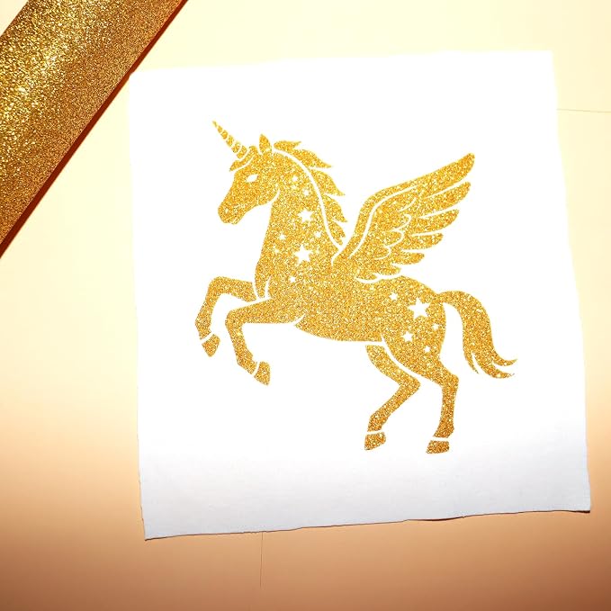 Gold Glitter Heat Transfer Vinyl Rolls Gold Iron HTV Vinyl 12inch x 7feet Iron