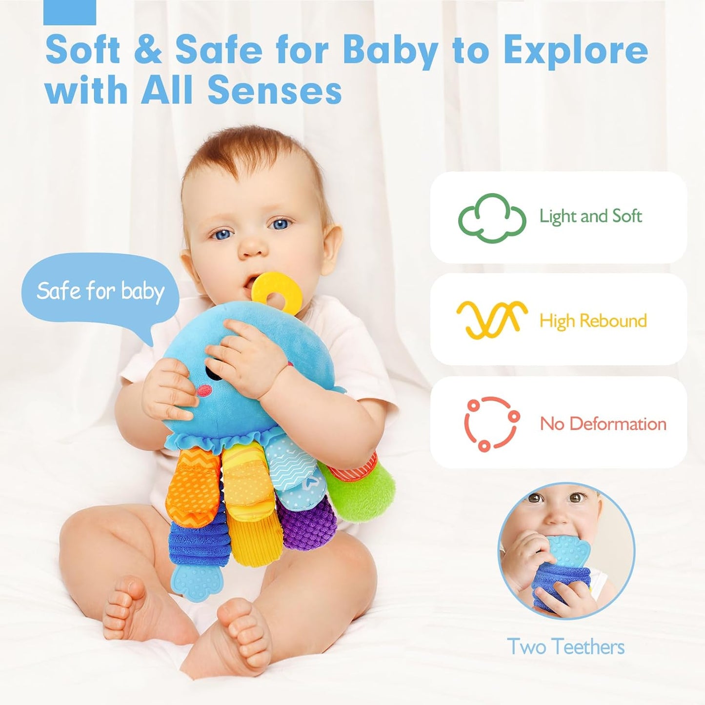 hahaland Baby Sensory Toys 3-6 Month - 15 in 1 Soft Tummy Time Toy with Crinkle Rattle Mirror for Infant Hanging Carseat Toys for 0-6 Month Developmental Newborn Montessori Toy for 3 4 5 6 Months