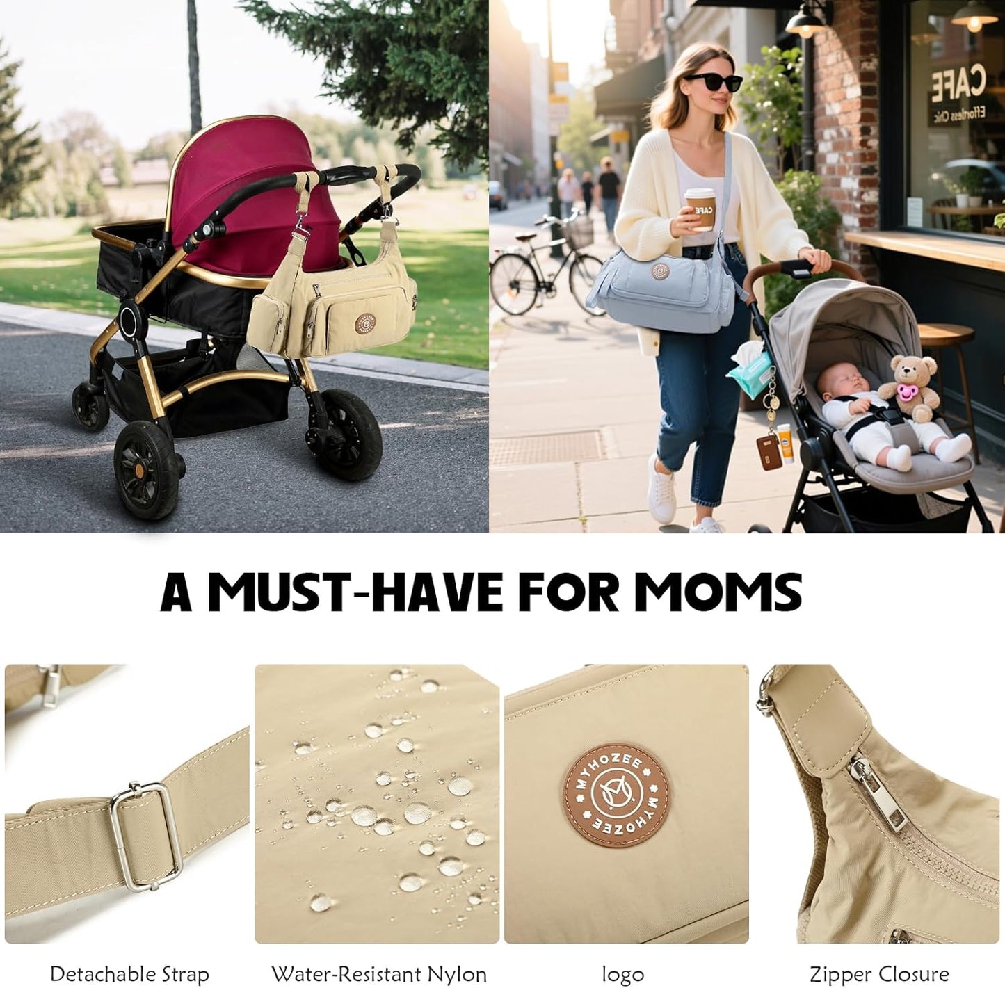 Puffer Crossbody Bags for Women Mom Large Diaper Bag Purse with Wipes & Trash Dispenser Cross Body Purses Messenger Bags
