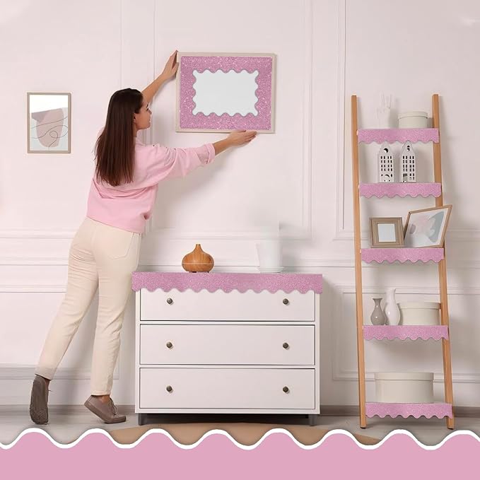70Ft Shine Bulletin Board Borders,Scalloped Poster Boards Decorations Trim