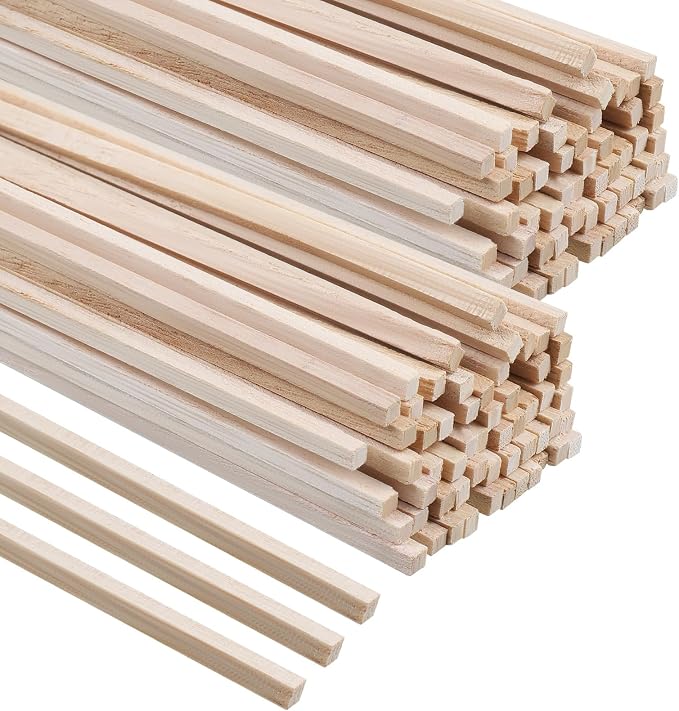 Menkxi 480 Pcs Balsa Wood Sticks 1/8 x 1/8 x 12 Inch Wood Strips Hardwood