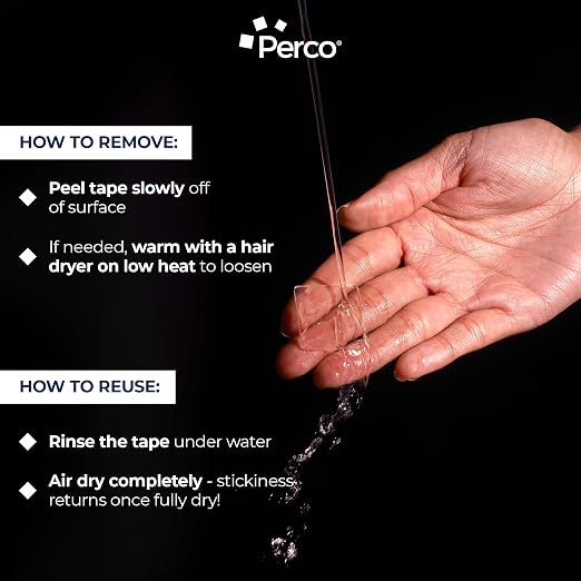 Perco Double Sided Tape Squares, 50 1"x1" Pre-Cut Mounting Squares – Removable
