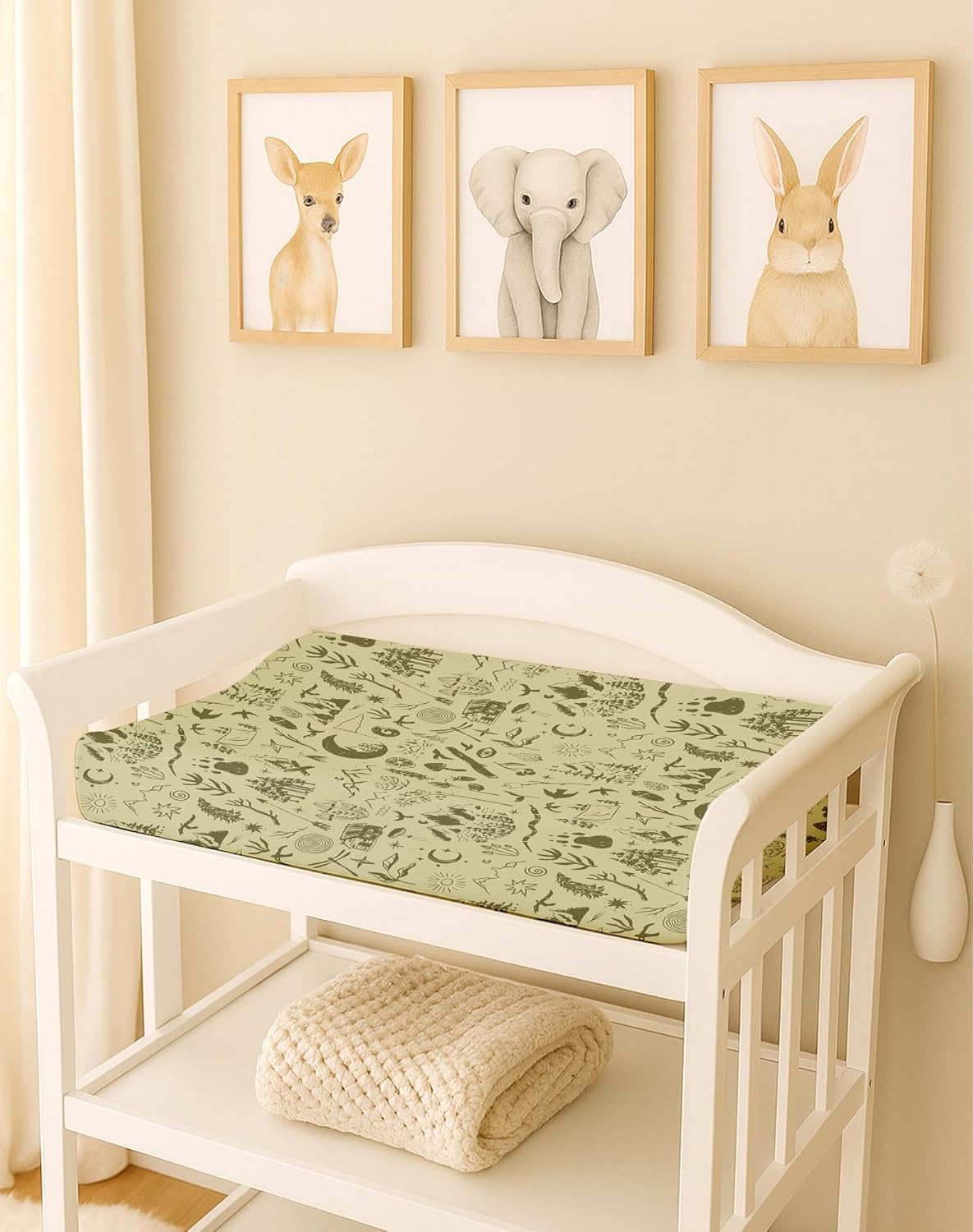 Changing Pad Cover for Baby Boys Girls 2 Pack, Fits Standard 32”×16” Changing Table Pads, Silky Breathable Stretch Knit, Machine Washable (Bear Tracks)