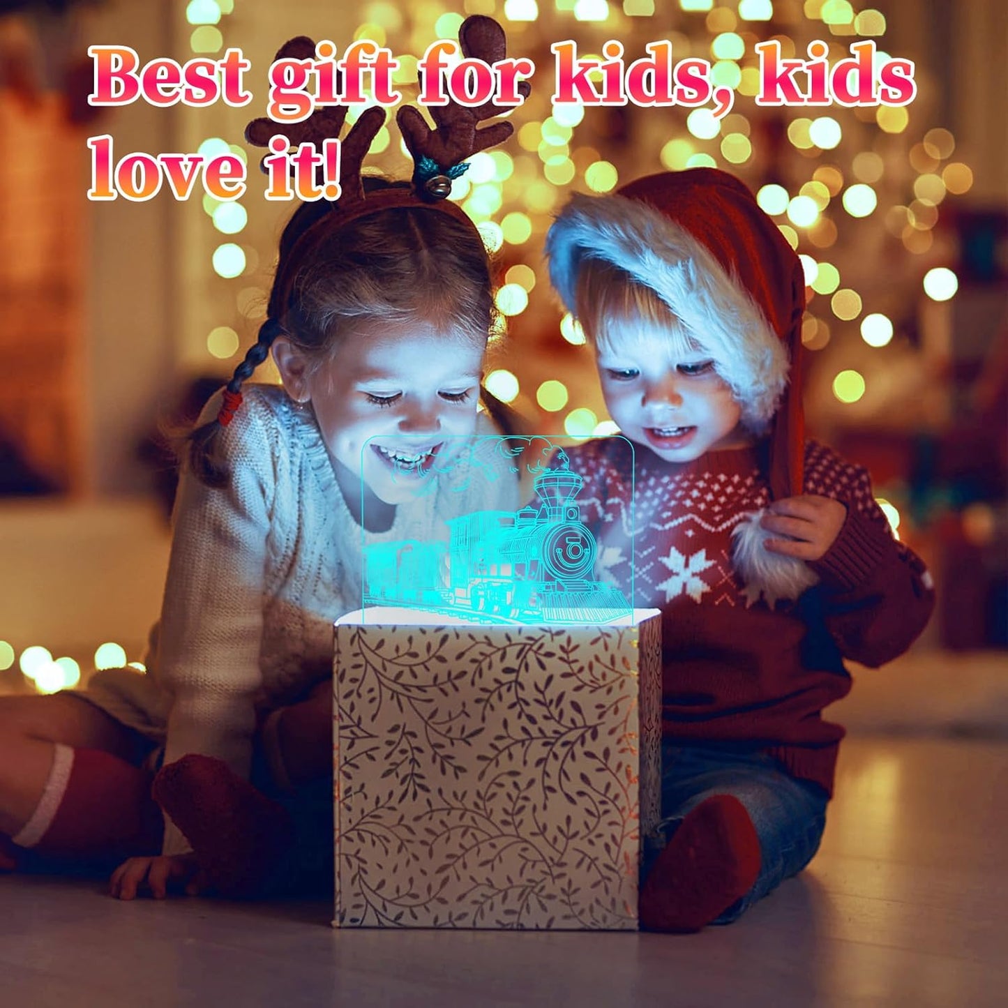 Train Night Light, 3D LED Night Lamp for Boys - Trains Themed Bedroom Lamps, Optical Illusion Lamp with Remote Control, Perfect for Kids' Room Décor, Cool Gifts for Trains Lovers(Steam Train 2)