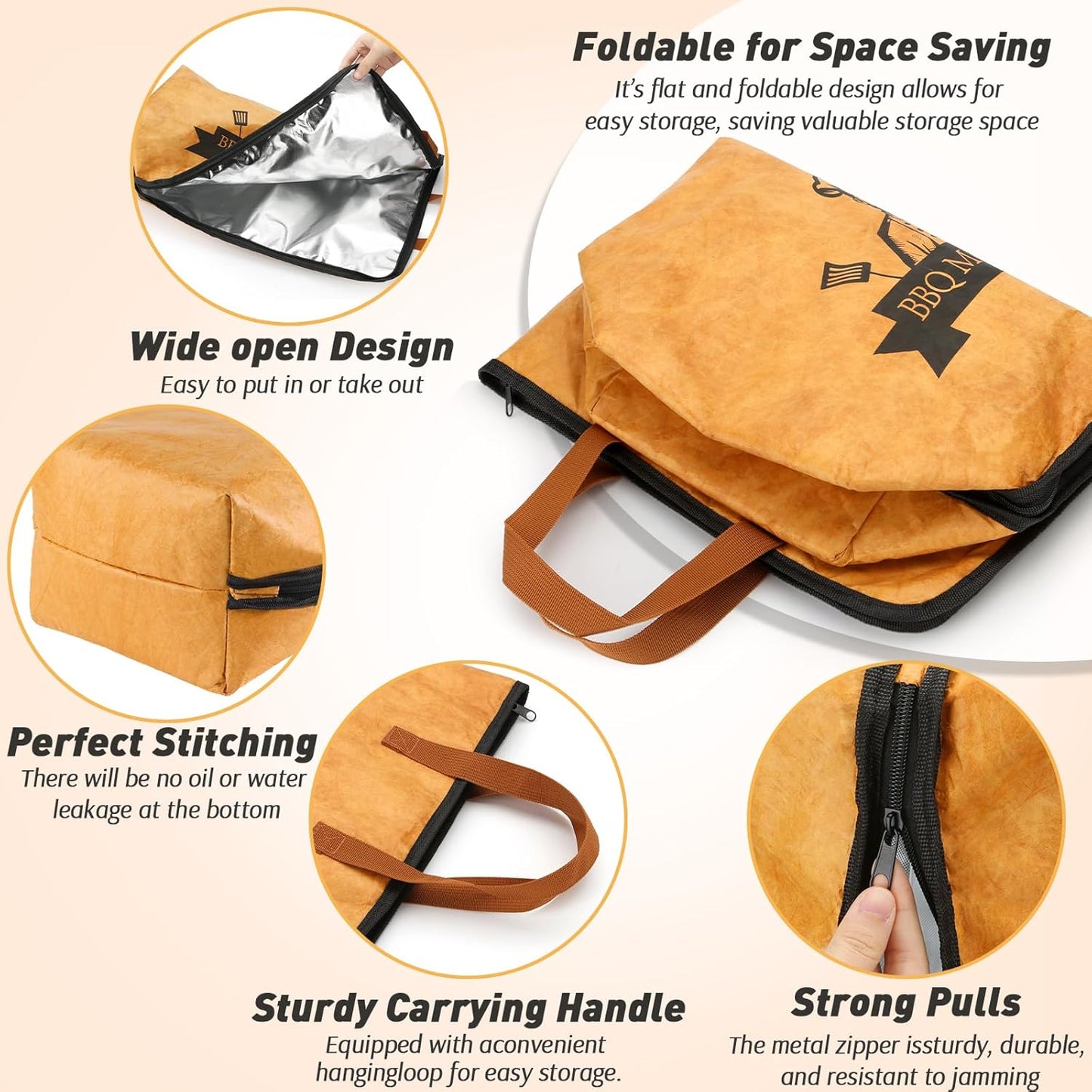 BBQ Blanket for Resting Meat Compatible with Traeger Pellet Smoker-Meat Insulated Bag for Brisket/Pork Shoulder/Steak-Birthday Stocking Stuffers BBQ Accessories for Men Dad(21 inch)