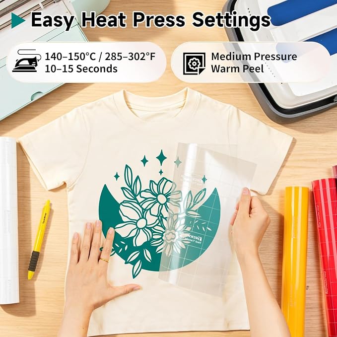 TECKWRAP Heat Transfer Vinyl for T-Shirts, 50+ Washes, REACH Certified & Dryer