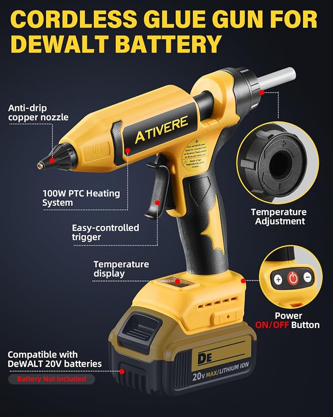 100W Cordless Hot Glue Gun Compatible