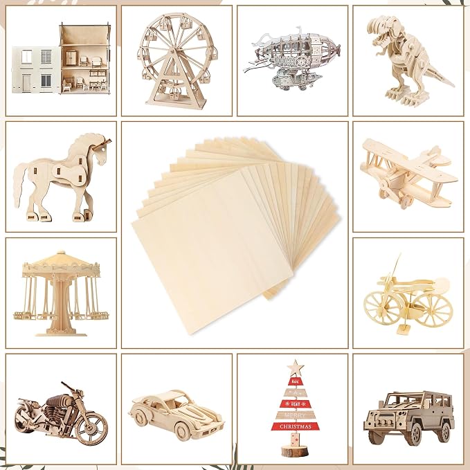 SiliFine 12x12 Inch 24 Pack Basswood Sheets