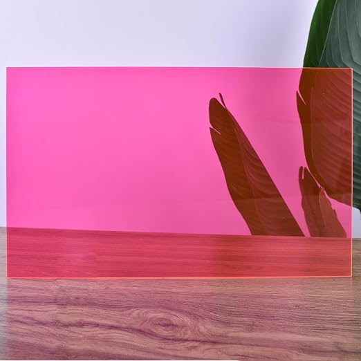6 PCS Transparent Pink Cast Acrylic Sheets 8" x 12" x 0.118", Plexiglass