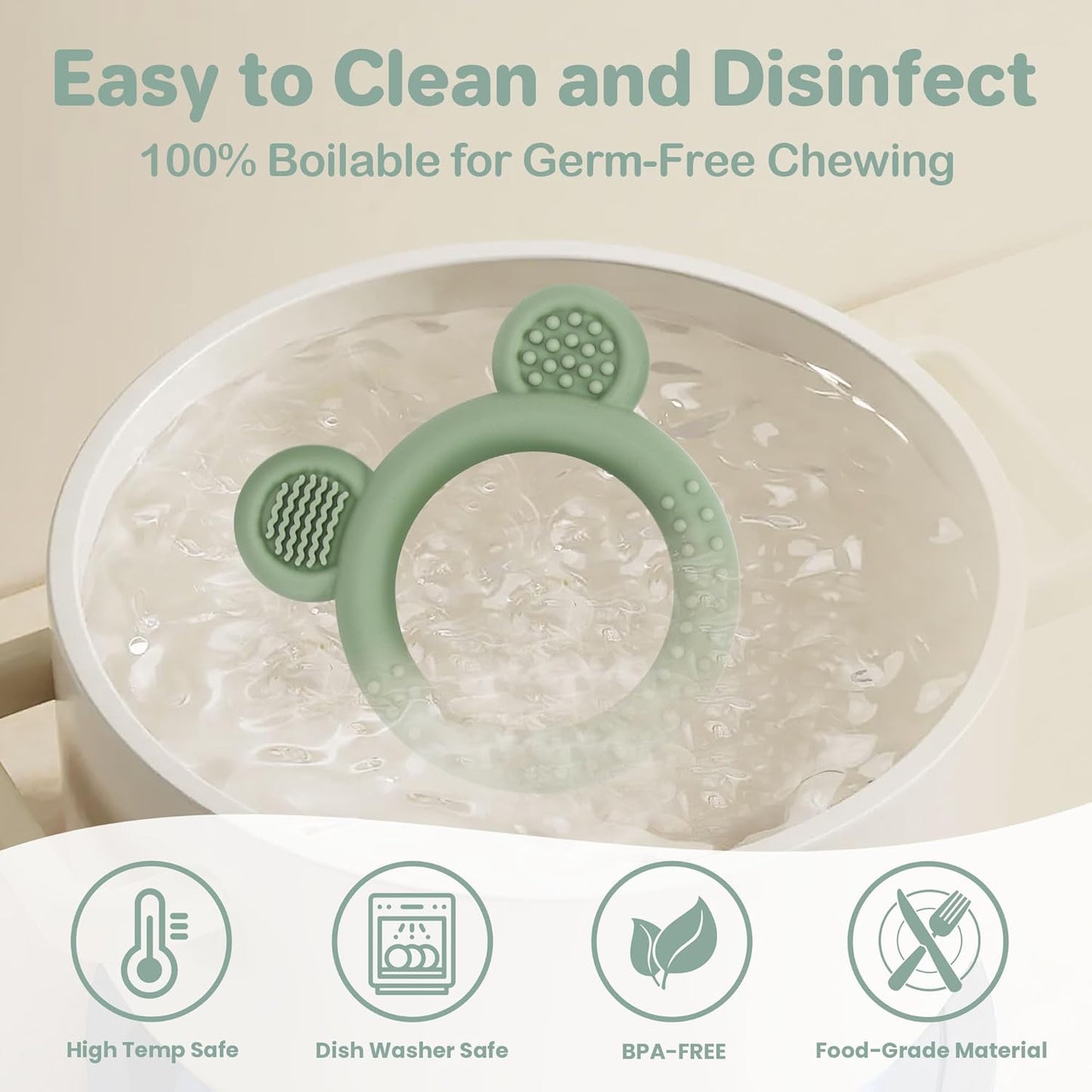 Baby Teething Toys Set of 3, Teethers for Babies 3-6 6-12 Months, BPA Free Soft and Textured Bear Teething Rings Silicone Teething Relief Soothing Sore Gums Baby Chew Toys