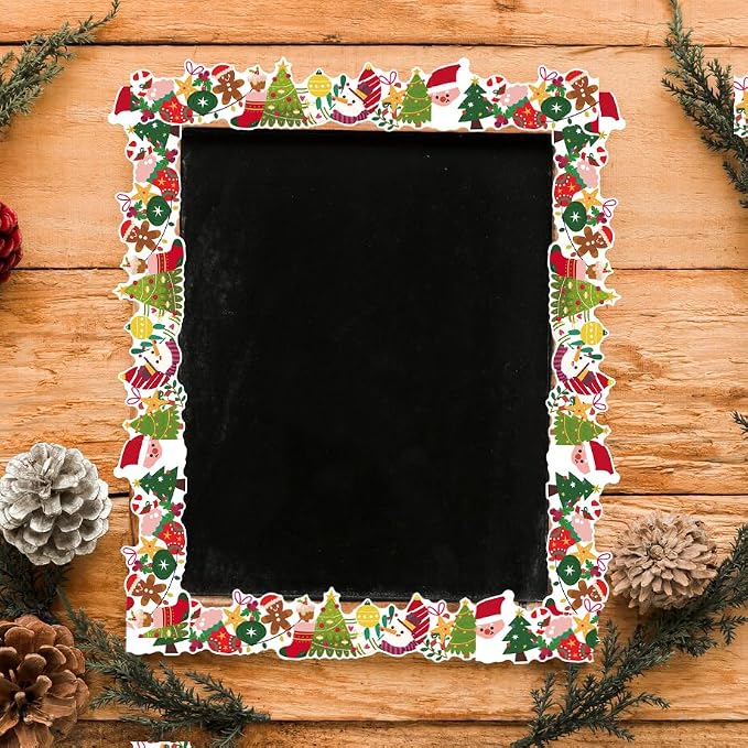 69 Ft Christmas Bulletin Board Border,Santa Claus Christmas Tree Trim Border