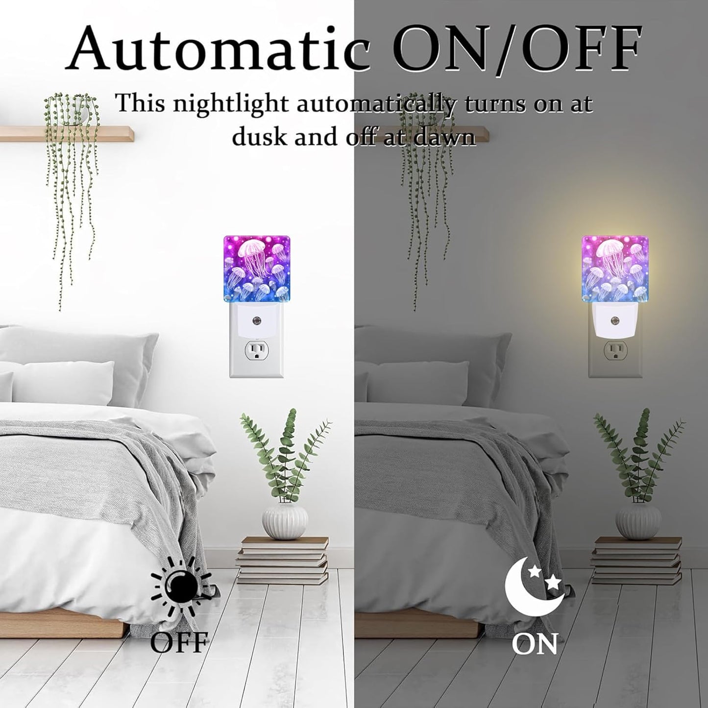 Magic Fantasy Jellyfish Night Light, Glow Jellyfish Marine Life Dusk to Dawn Night Light Plug in, 0.5W Energy Saving Sleep Friendly NightLight for Kids Boys Girls Home Decor