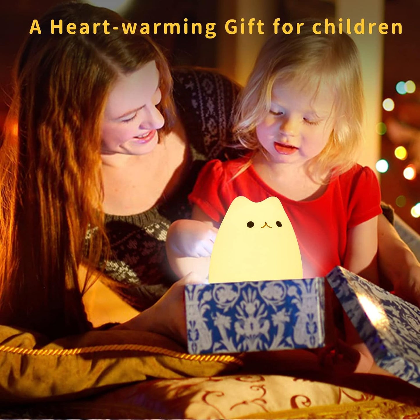 ZKLiLi Night Light, Cute Cat Nursery Lights USB Rechargeable Cat Lamp Nightlight Birthday Christmas Gift with Warm White and 7-Color Breathing Modes for Kids Baby Children (renqimao)