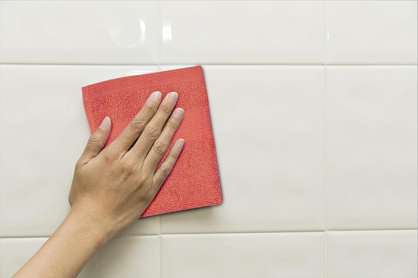 Softolle 100% Cotton Washcloths 24 Pack (12x12 Inches) Soft, Highly Absorbent Washcloth, Face Towels, Wash Cloths for Face, Ring Spun, Bulk Pack (Coral)